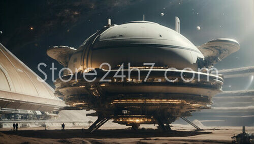 Hulking Spaceship Lands on Alien Terrain