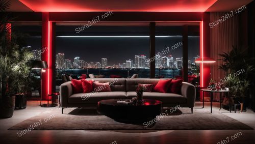 Modern Living Room with Red Accents