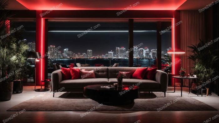 Modern Living Room with Red Accents