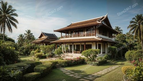 Elegant Thai Villa with Lush Gardens and Traditional Design