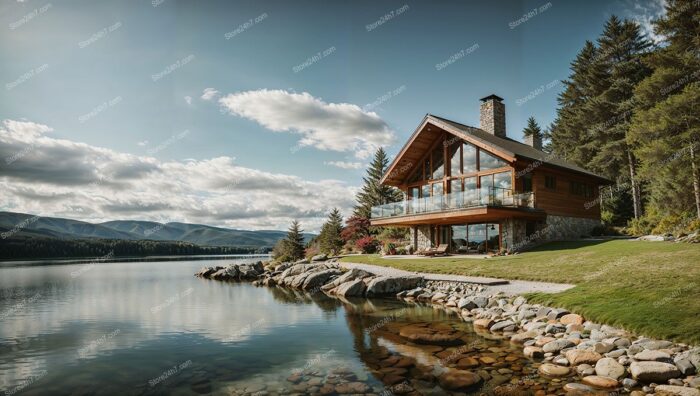 Massachusetts Lakeside Wooden Retreat View