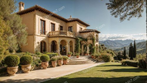 Majestic Spanish Villa with Mountain Backdrop