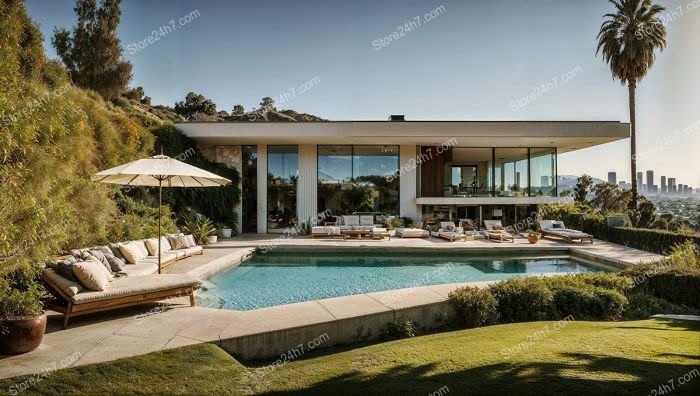 California Modern Hillside Pool Home