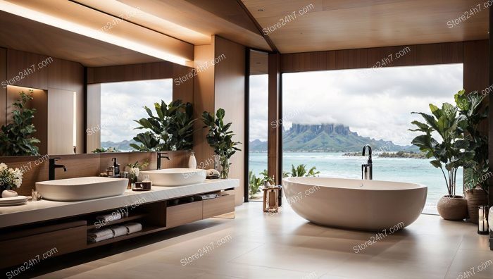 Tropical Ocean View Bathroom Elegance
