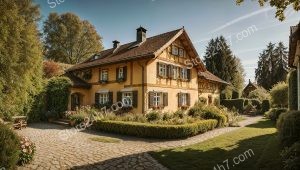 Traditional German Cottage Nestled in Lush Gardens