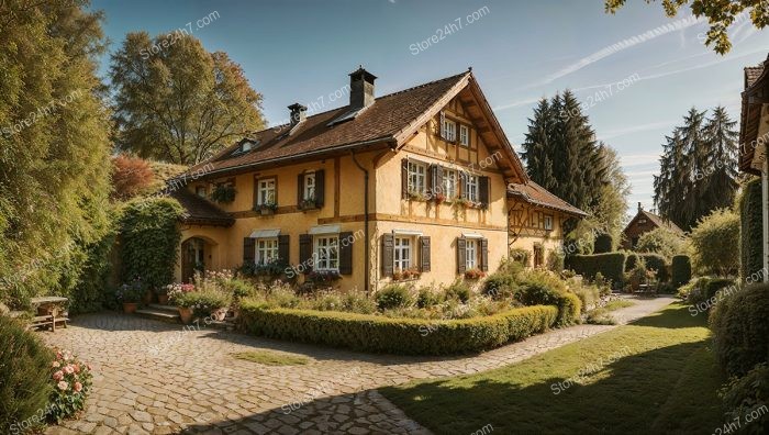 Traditional German Cottage Nestled in Lush Gardens
