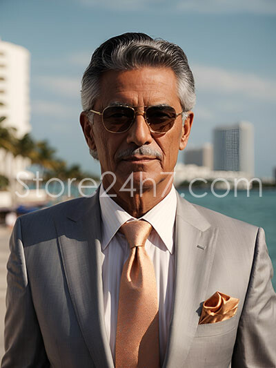 Sophisticated Gentleman with Coastal Background