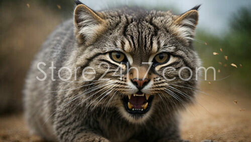 Fierce Pallas's Cat Growl Closeup