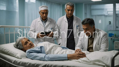Senior Doctors Confer at Patient's Bedside