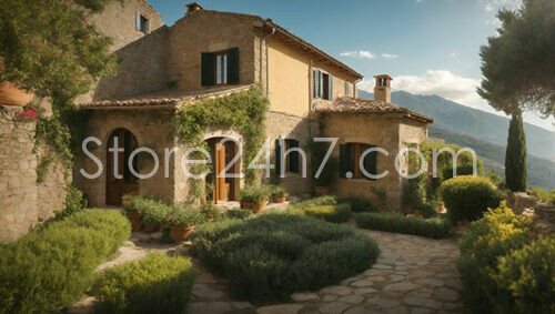 Tuscany Home Courtyard Olive Trees