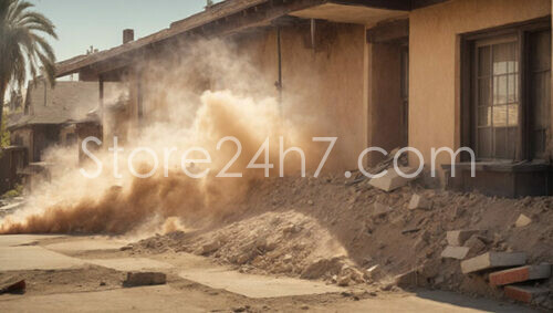 Dusty Aftermath in Abandoned Residential Area
