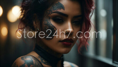Tattooed Woman with Piercing Eyes