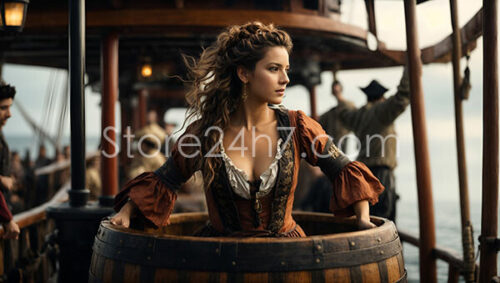 Pirate Ship Lady Looking Forward