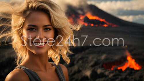 Smiling Woman Volcano Adventure Portrait
