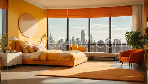 Sunny Bedroom with Iconic Cityscape View