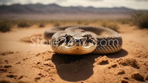 Rattlesnake Ready to Strike in the Desert