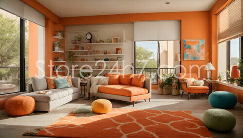 Sunny Orange Modern Living Room