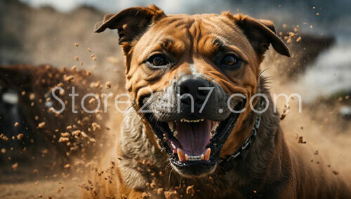 Playful Dog Enjoying Dusty Ground