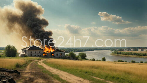 Rural House Fire Amidst Conflict