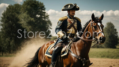 Officer on Horseback in Historical Uniform
