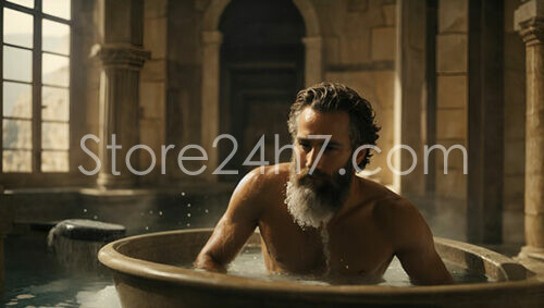 Archimedes' Eureka Moment in Ancient Roman Bath