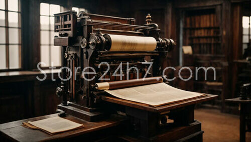 Gutenberg Press in Historic Library