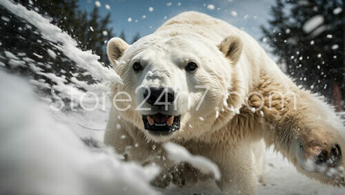 Polar Bear Frolicking in the Snow