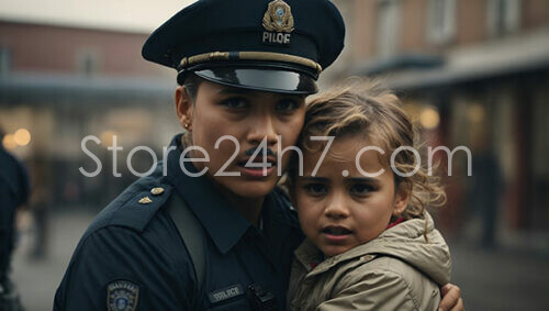 Police Officer Comforting Young Child