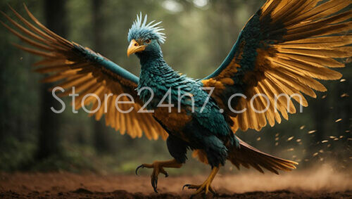 Majestic Archaeopteryx Spreads Vibrant Wings