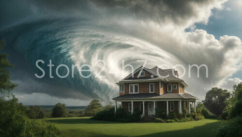 Surreal Tornado Over Country House