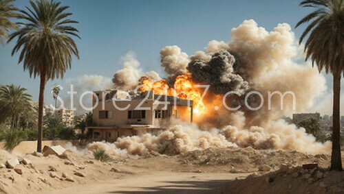 Urban Explosion Amidst Desert Palms