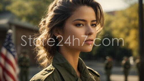 Serene Military Woman Reflective Portrait