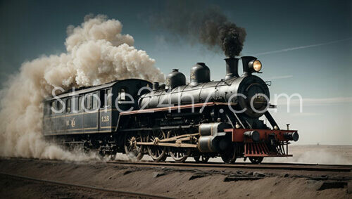 Classic Steam Locomotive in the Desert