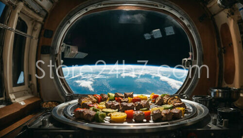 Space Station Dinner with Earth View