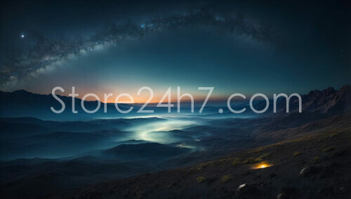 Starry Night Over Misty Mountains