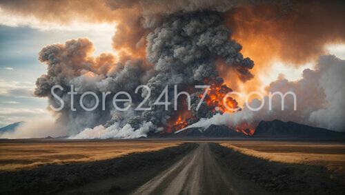 Road to Fiery Volcanic Eruption