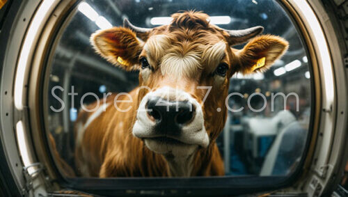 Curious Cow Observes Through Porthole