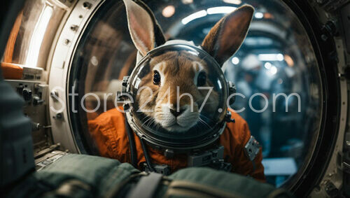 Adventurous Rabbit Astronaut Ready for Space Mission