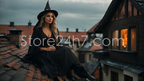 Witch on Rooftop Twilight Vigil