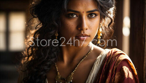 Traditional Indian Woman Graceful Gaze