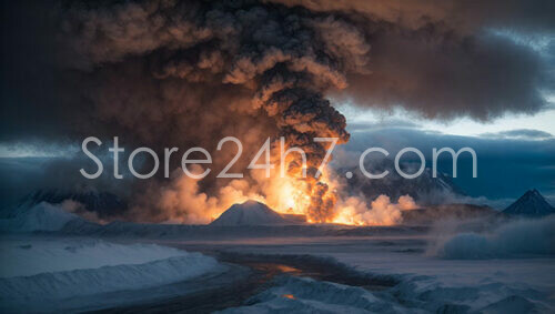 Kamchatka Volcano Eruption Twilight Glow