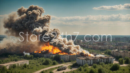 Urban Warfare Devastation Fire Smoke