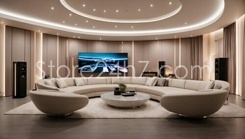 Luxurious Living Room with Curved Sofa