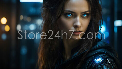 Cybernetic Woman Blue Eyes Future