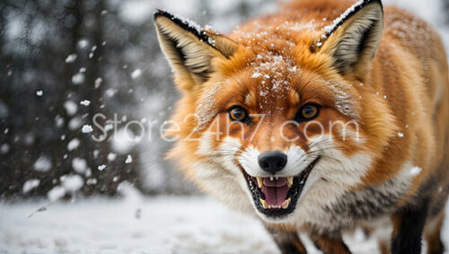 Intense Fox Winter Snow Encounter