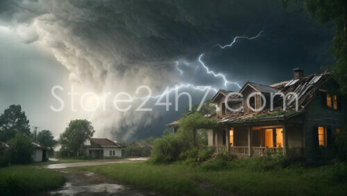 Abandoned Houses in the Middle of a Thunderstorm