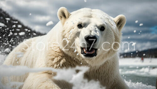 Polar Bear Enjoying a Snowy Day