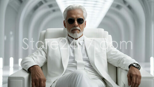Elegant Senior Man in White