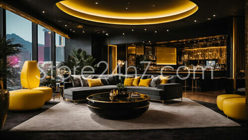 Modern Lounge with Gold Accents Elegance
