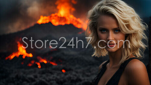 Blonde Beauty Volcanic Eruption Background